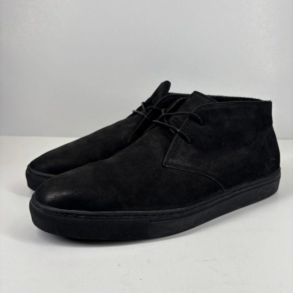 Banana Republic Men's US 9.5M Black Leather Shearling-Lined Comfort Chukka Boots